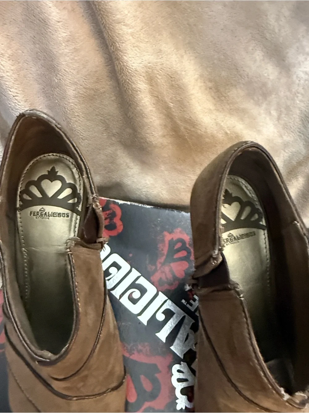 Fergalicious Brown Suede Ankle Booties